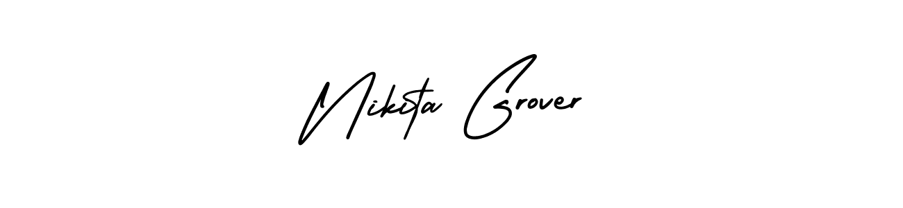 You should practise on your own different ways (AmerikaSignatureDemo-Regular) to write your name (Nikita Grover) in signature. don't let someone else do it for you. Nikita Grover signature style 3 images and pictures png