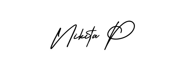 Make a beautiful signature design for name Nikita P. With this signature (AmerikaSignatureDemo-Regular) style, you can create a handwritten signature for free. Nikita P signature style 3 images and pictures png