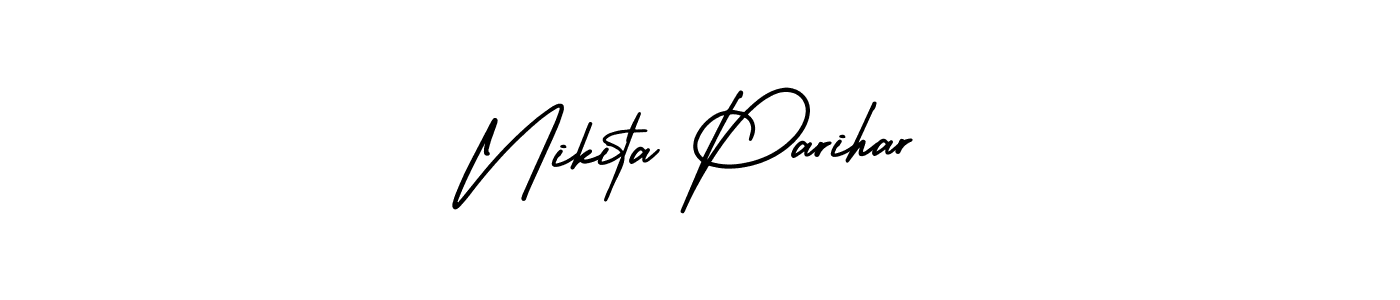 The best way (AmerikaSignatureDemo-Regular) to make a short signature is to pick only two or three words in your name. The name Nikita Parihar include a total of six letters. For converting this name. Nikita Parihar signature style 3 images and pictures png