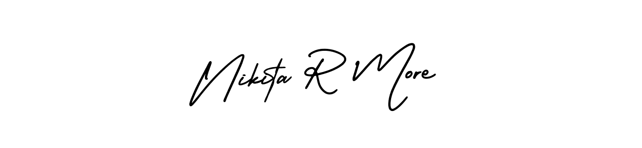 This is the best signature style for the Nikita R More name. Also you like these signature font (AmerikaSignatureDemo-Regular). Mix name signature. Nikita R More signature style 3 images and pictures png