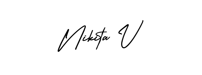 This is the best signature style for the Nikita V name. Also you like these signature font (AmerikaSignatureDemo-Regular). Mix name signature. Nikita V signature style 3 images and pictures png
