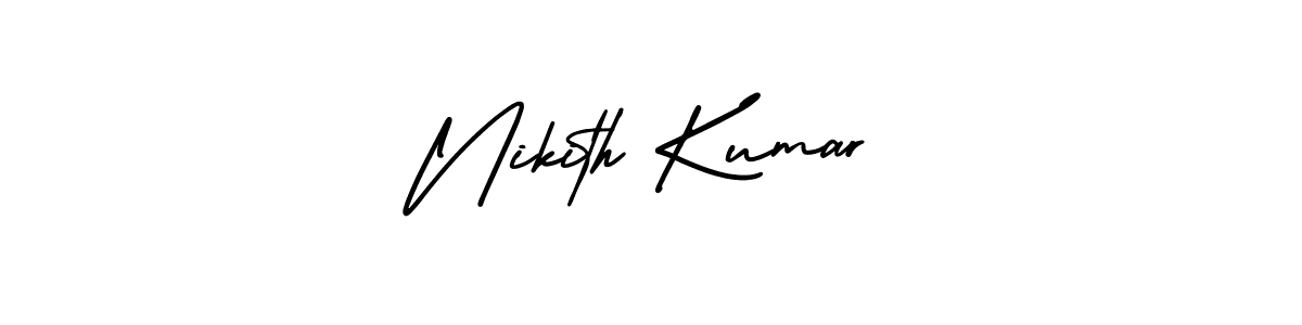 How to Draw Nikith Kumar signature style? AmerikaSignatureDemo-Regular is a latest design signature styles for name Nikith Kumar. Nikith Kumar signature style 3 images and pictures png