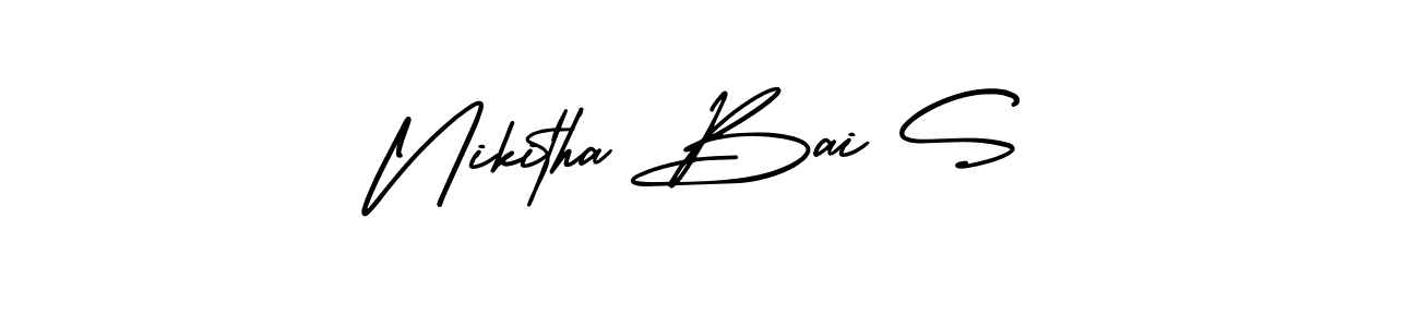 How to Draw Nikitha Bai S signature style? AmerikaSignatureDemo-Regular is a latest design signature styles for name Nikitha Bai S. Nikitha Bai S signature style 3 images and pictures png