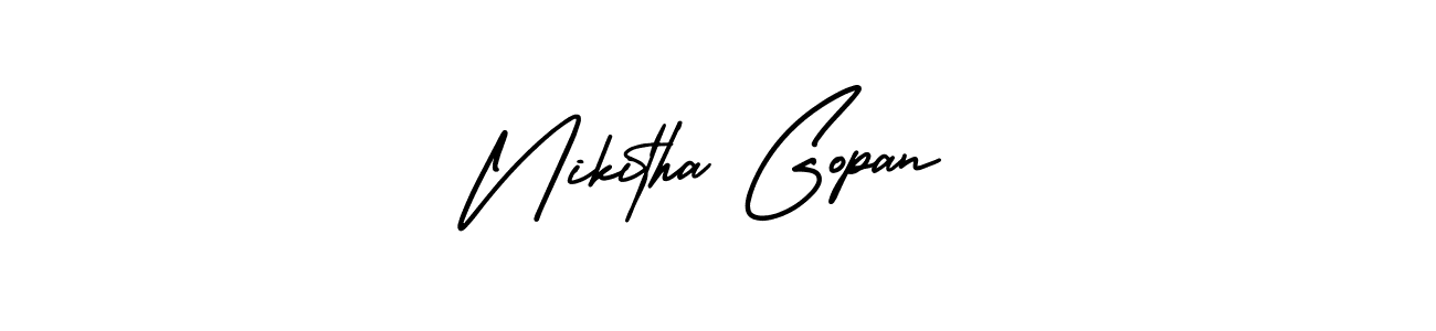 Make a short Nikitha Gopan signature style. Manage your documents anywhere anytime using AmerikaSignatureDemo-Regular. Create and add eSignatures, submit forms, share and send files easily. Nikitha Gopan signature style 3 images and pictures png