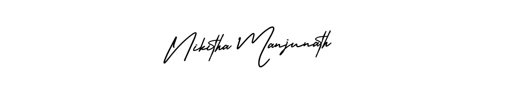 How to make Nikitha Manjunath signature? AmerikaSignatureDemo-Regular is a professional autograph style. Create handwritten signature for Nikitha Manjunath name. Nikitha Manjunath signature style 3 images and pictures png