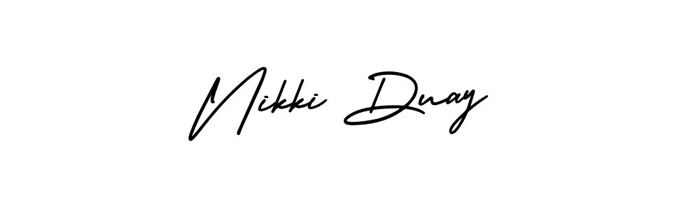 It looks lik you need a new signature style for name Nikki Duay. Design unique handwritten (AmerikaSignatureDemo-Regular) signature with our free signature maker in just a few clicks. Nikki Duay signature style 3 images and pictures png