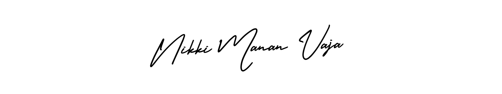 How to Draw Nikki Manan Vaja signature style? AmerikaSignatureDemo-Regular is a latest design signature styles for name Nikki Manan Vaja. Nikki Manan Vaja signature style 3 images and pictures png