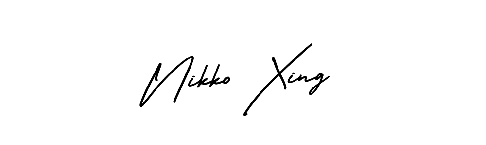 if you are searching for the best signature style for your name Nikko Xing. so please give up your signature search. here we have designed multiple signature styles  using AmerikaSignatureDemo-Regular. Nikko Xing signature style 3 images and pictures png