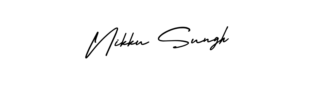 This is the best signature style for the Nikku Sungh name. Also you like these signature font (AmerikaSignatureDemo-Regular). Mix name signature. Nikku Sungh signature style 3 images and pictures png