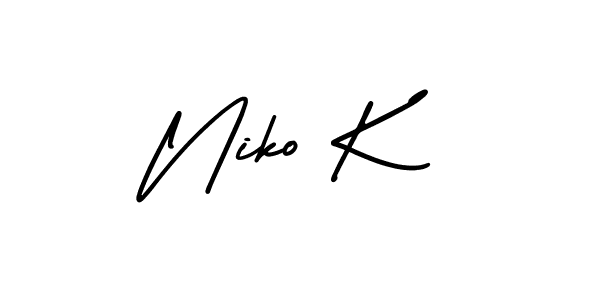 Also You can easily find your signature by using the search form. We will create Niko K name handwritten signature images for you free of cost using AmerikaSignatureDemo-Regular sign style. Niko K signature style 3 images and pictures png