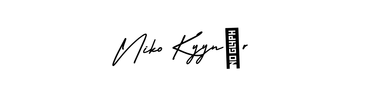 AmerikaSignatureDemo-Regular is a professional signature style that is perfect for those who want to add a touch of class to their signature. It is also a great choice for those who want to make their signature more unique. Get Niko Kyynär name to fancy signature for free. Niko Kyynär signature style 3 images and pictures png