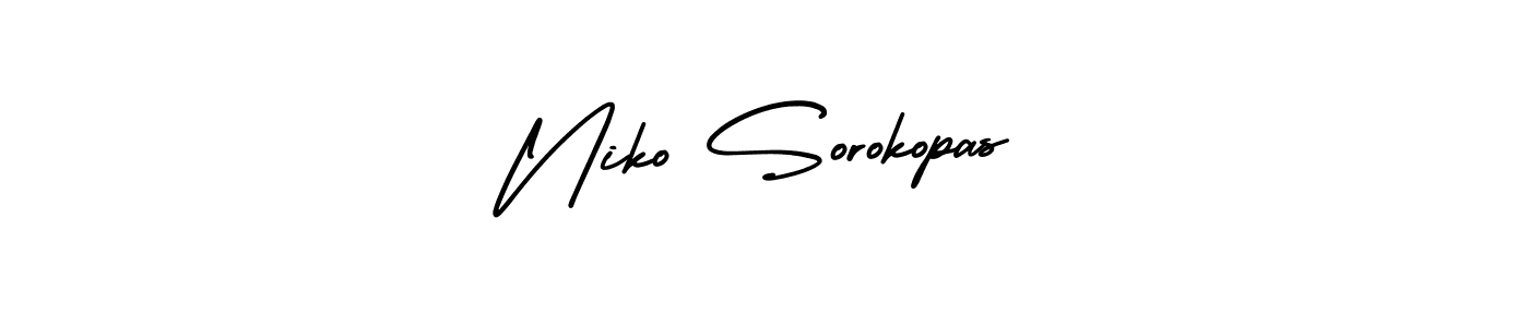 AmerikaSignatureDemo-Regular is a professional signature style that is perfect for those who want to add a touch of class to their signature. It is also a great choice for those who want to make their signature more unique. Get Niko Sorokopas name to fancy signature for free. Niko Sorokopas signature style 3 images and pictures png