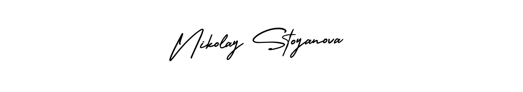 This is the best signature style for the Nikolay Stoyanova name. Also you like these signature font (AmerikaSignatureDemo-Regular). Mix name signature. Nikolay Stoyanova signature style 3 images and pictures png