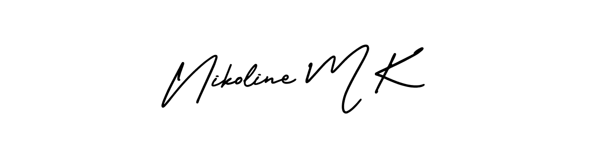How to make Nikoline M K name signature. Use AmerikaSignatureDemo-Regular style for creating short signs online. This is the latest handwritten sign. Nikoline M K signature style 3 images and pictures png