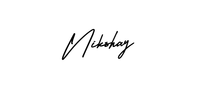 How to make Nikshay name signature. Use AmerikaSignatureDemo-Regular style for creating short signs online. This is the latest handwritten sign. Nikshay signature style 3 images and pictures png