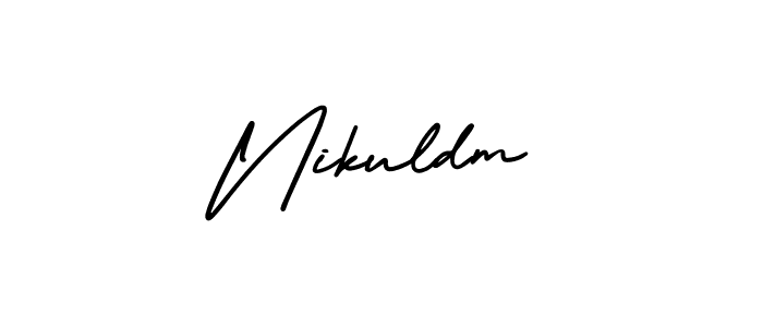 You should practise on your own different ways (AmerikaSignatureDemo-Regular) to write your name (Nikuldm) in signature. don't let someone else do it for you. Nikuldm signature style 3 images and pictures png
