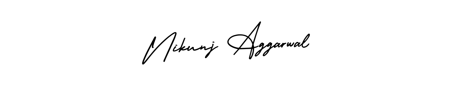 You should practise on your own different ways (AmerikaSignatureDemo-Regular) to write your name (Nikunj Aggarwal) in signature. don't let someone else do it for you. Nikunj Aggarwal signature style 3 images and pictures png