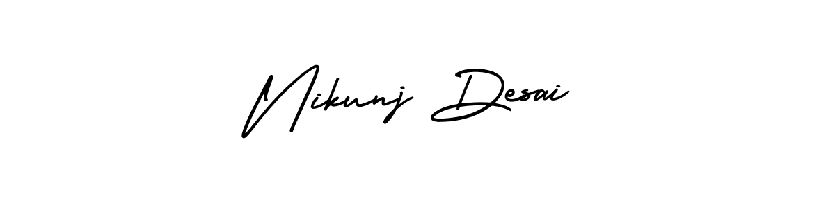 Make a beautiful signature design for name Nikunj Desai. With this signature (AmerikaSignatureDemo-Regular) style, you can create a handwritten signature for free. Nikunj Desai signature style 3 images and pictures png