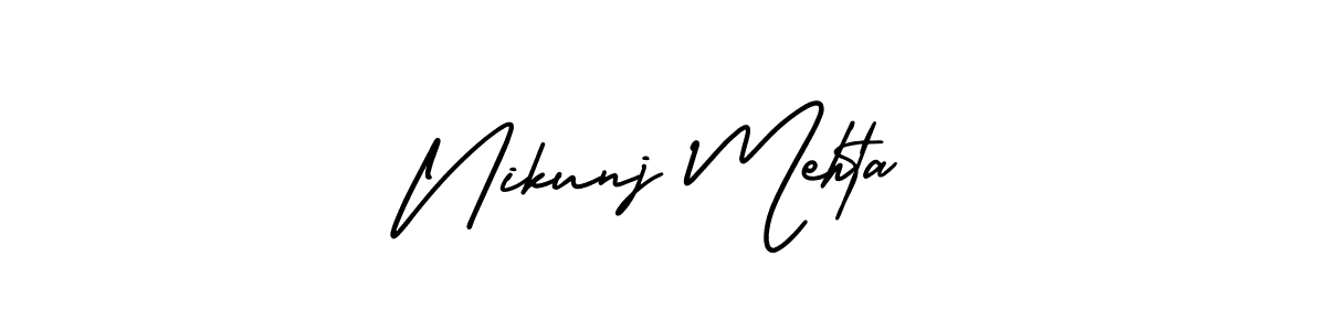 You should practise on your own different ways (AmerikaSignatureDemo-Regular) to write your name (Nikunj Mehta) in signature. don't let someone else do it for you. Nikunj Mehta signature style 3 images and pictures png