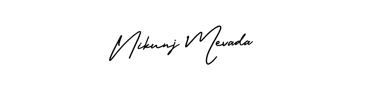 How to make Nikunj Mevada name signature. Use AmerikaSignatureDemo-Regular style for creating short signs online. This is the latest handwritten sign. Nikunj Mevada signature style 3 images and pictures png