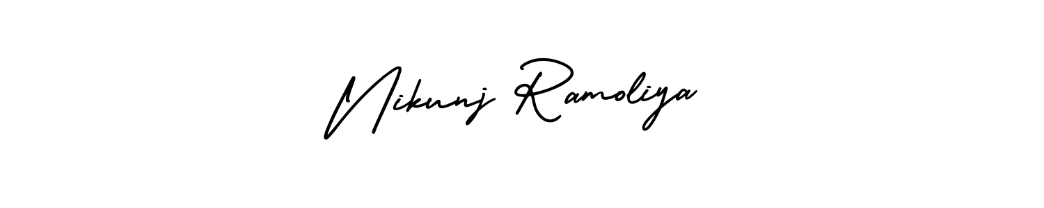 How to Draw Nikunj Ramoliya signature style? AmerikaSignatureDemo-Regular is a latest design signature styles for name Nikunj Ramoliya. Nikunj Ramoliya signature style 3 images and pictures png