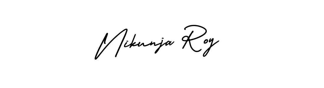 This is the best signature style for the Nikunja Roy name. Also you like these signature font (AmerikaSignatureDemo-Regular). Mix name signature. Nikunja Roy signature style 3 images and pictures png