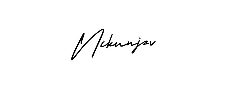 The best way (AmerikaSignatureDemo-Regular) to make a short signature is to pick only two or three words in your name. The name Nikunjzv include a total of six letters. For converting this name. Nikunjzv signature style 3 images and pictures png