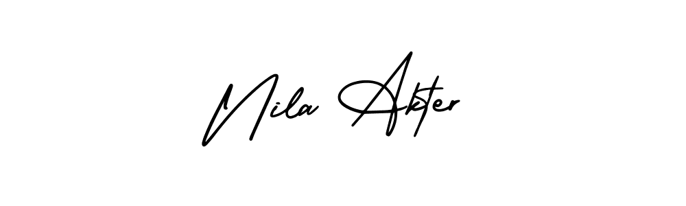 if you are searching for the best signature style for your name Nila Akter. so please give up your signature search. here we have designed multiple signature styles  using AmerikaSignatureDemo-Regular. Nila Akter signature style 3 images and pictures png