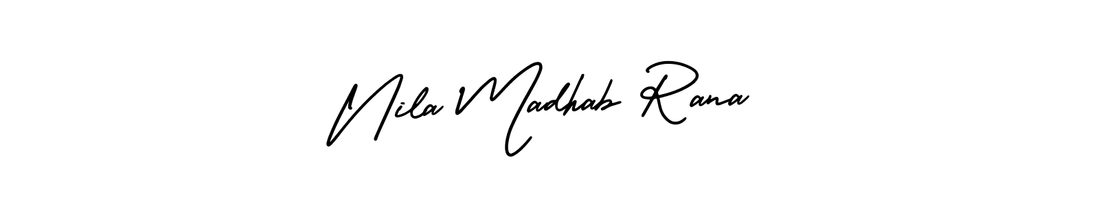 AmerikaSignatureDemo-Regular is a professional signature style that is perfect for those who want to add a touch of class to their signature. It is also a great choice for those who want to make their signature more unique. Get Nila Madhab Rana name to fancy signature for free. Nila Madhab Rana signature style 3 images and pictures png