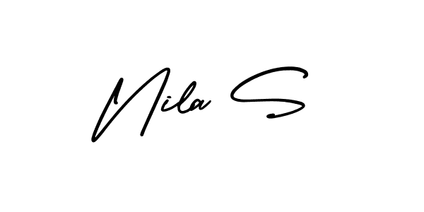 Design your own signature with our free online signature maker. With this signature software, you can create a handwritten (AmerikaSignatureDemo-Regular) signature for name Nila S. Nila S signature style 3 images and pictures png
