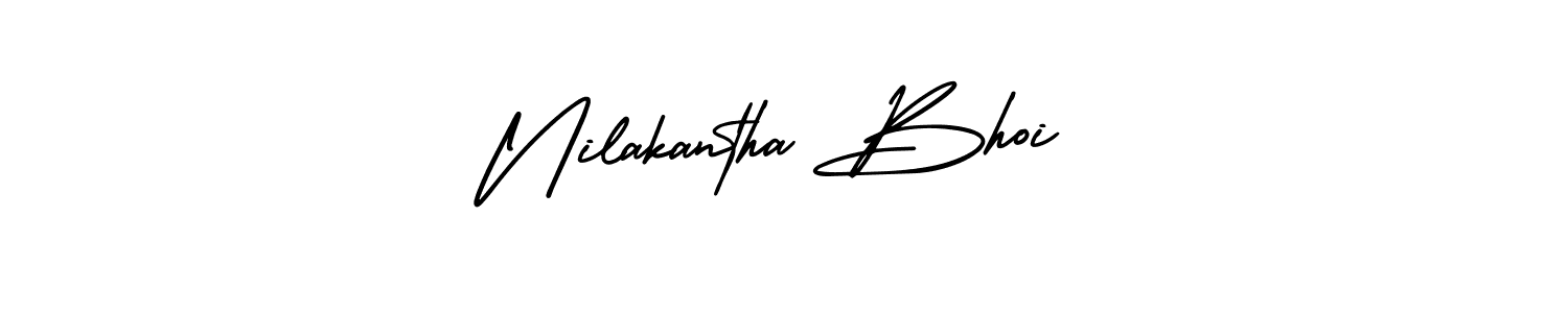 You should practise on your own different ways (AmerikaSignatureDemo-Regular) to write your name (Nilakantha Bhoi) in signature. don't let someone else do it for you. Nilakantha Bhoi signature style 3 images and pictures png