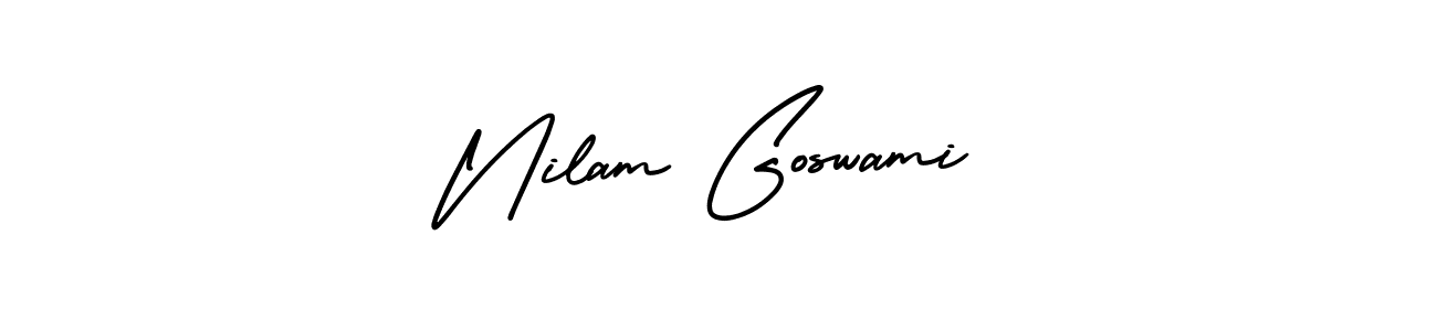 How to make Nilam Goswami name signature. Use AmerikaSignatureDemo-Regular style for creating short signs online. This is the latest handwritten sign. Nilam Goswami signature style 3 images and pictures png
