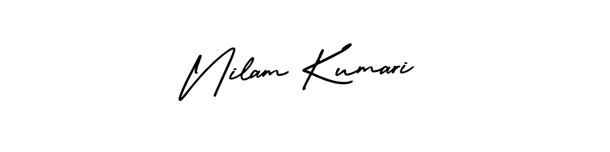 AmerikaSignatureDemo-Regular is a professional signature style that is perfect for those who want to add a touch of class to their signature. It is also a great choice for those who want to make their signature more unique. Get Nilam Kumari name to fancy signature for free. Nilam Kumari signature style 3 images and pictures png