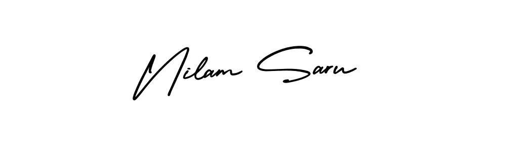 This is the best signature style for the Nilam Saru name. Also you like these signature font (AmerikaSignatureDemo-Regular). Mix name signature. Nilam Saru signature style 3 images and pictures png