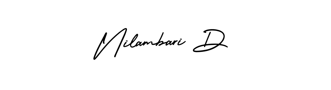 The best way (AmerikaSignatureDemo-Regular) to make a short signature is to pick only two or three words in your name. The name Nilambari D include a total of six letters. For converting this name. Nilambari D signature style 3 images and pictures png