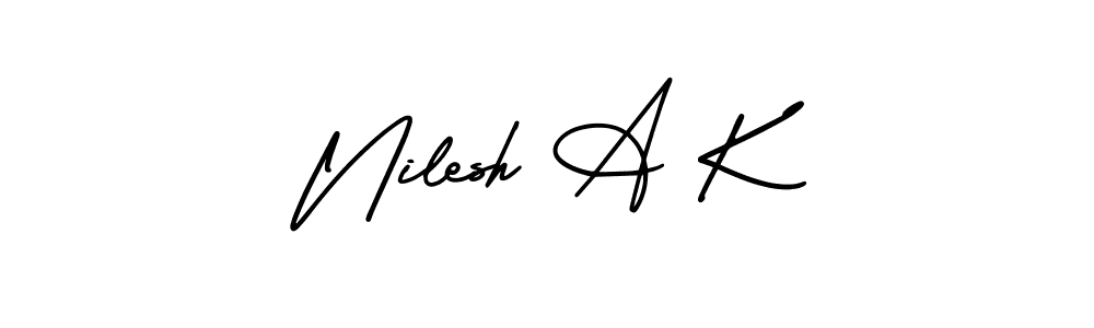 How to make Nilesh A K signature? AmerikaSignatureDemo-Regular is a professional autograph style. Create handwritten signature for Nilesh A K name. Nilesh A K signature style 3 images and pictures png