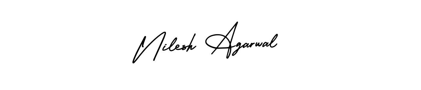 You should practise on your own different ways (AmerikaSignatureDemo-Regular) to write your name (Nilesh Agarwal) in signature. don't let someone else do it for you. Nilesh Agarwal signature style 3 images and pictures png