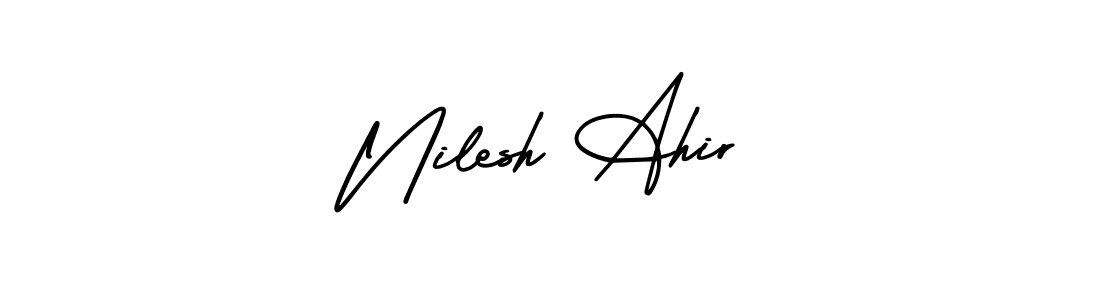 if you are searching for the best signature style for your name Nilesh Ahir. so please give up your signature search. here we have designed multiple signature styles  using AmerikaSignatureDemo-Regular. Nilesh Ahir signature style 3 images and pictures png