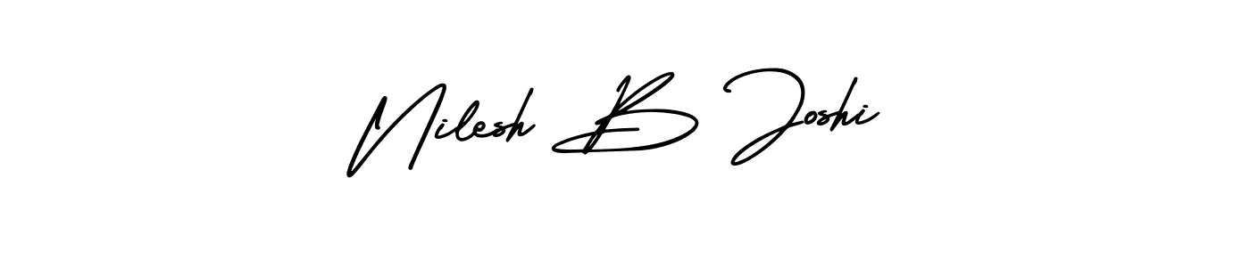 The best way (AmerikaSignatureDemo-Regular) to make a short signature is to pick only two or three words in your name. The name Nilesh B Joshi include a total of six letters. For converting this name. Nilesh B Joshi signature style 3 images and pictures png