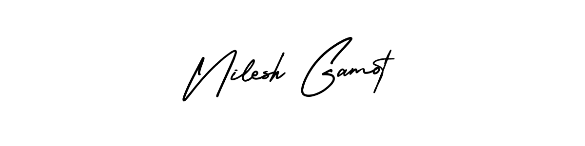 Design your own signature with our free online signature maker. With this signature software, you can create a handwritten (AmerikaSignatureDemo-Regular) signature for name Nilesh Gamot. Nilesh Gamot signature style 3 images and pictures png