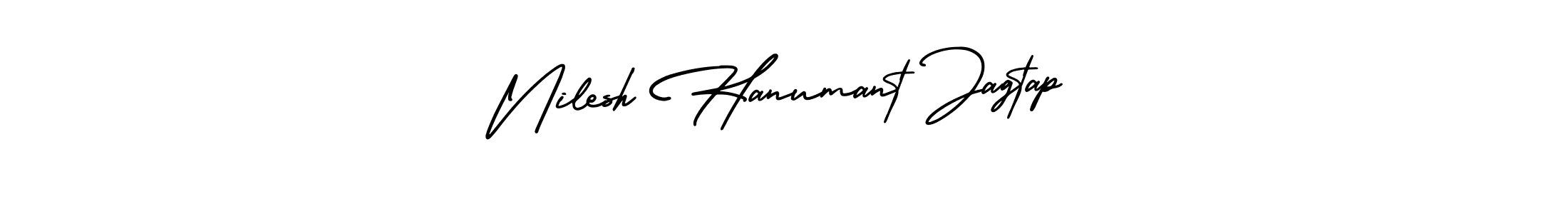 The best way (AmerikaSignatureDemo-Regular) to make a short signature is to pick only two or three words in your name. The name Nilesh Hanumant Jagtap include a total of six letters. For converting this name. Nilesh Hanumant Jagtap signature style 3 images and pictures png