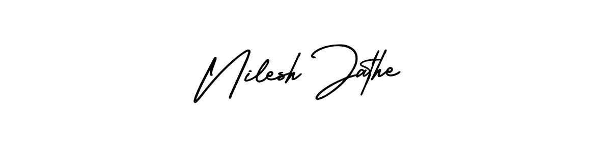 How to Draw Nilesh Jathe signature style? AmerikaSignatureDemo-Regular is a latest design signature styles for name Nilesh Jathe. Nilesh Jathe signature style 3 images and pictures png