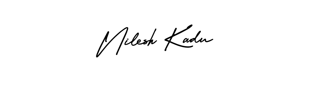 How to make Nilesh Kadu name signature. Use AmerikaSignatureDemo-Regular style for creating short signs online. This is the latest handwritten sign. Nilesh Kadu signature style 3 images and pictures png