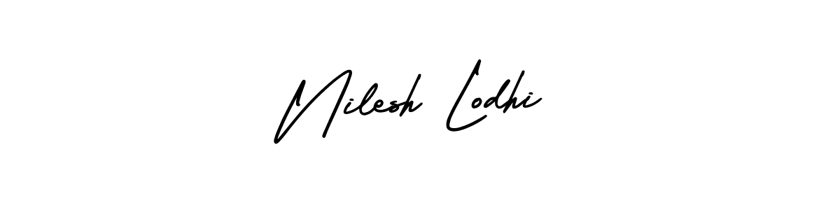 This is the best signature style for the Nilesh Lodhi name. Also you like these signature font (AmerikaSignatureDemo-Regular). Mix name signature. Nilesh Lodhi signature style 3 images and pictures png