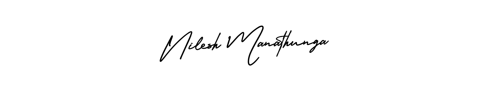 How to make Nilesh Manathunga signature? AmerikaSignatureDemo-Regular is a professional autograph style. Create handwritten signature for Nilesh Manathunga name. Nilesh Manathunga signature style 3 images and pictures png