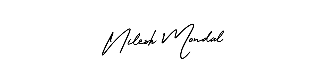 This is the best signature style for the Nilesh Mondal name. Also you like these signature font (AmerikaSignatureDemo-Regular). Mix name signature. Nilesh Mondal signature style 3 images and pictures png