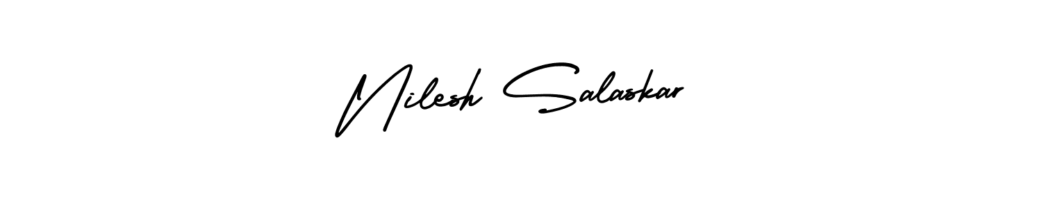 How to Draw Nilesh Salaskar signature style? AmerikaSignatureDemo-Regular is a latest design signature styles for name Nilesh Salaskar. Nilesh Salaskar signature style 3 images and pictures png