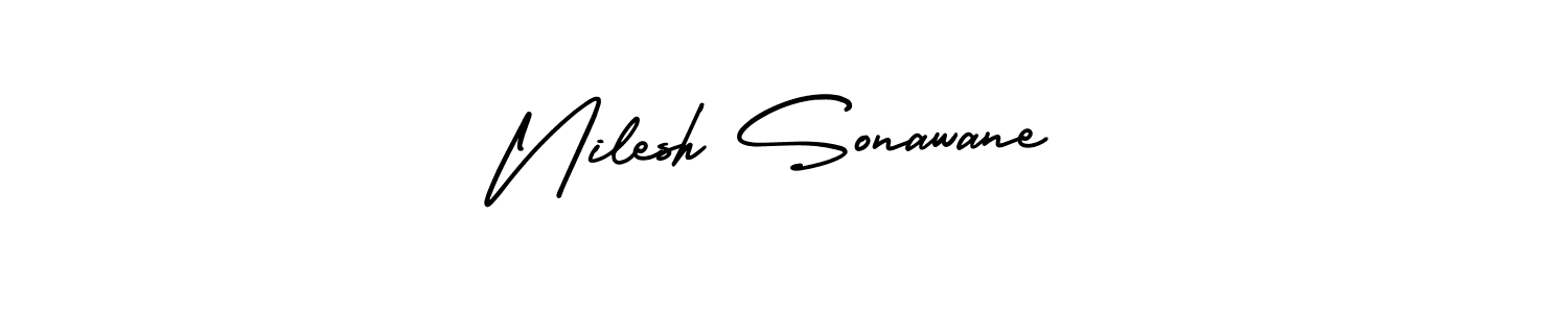 Use a signature maker to create a handwritten signature online. With this signature software, you can design (AmerikaSignatureDemo-Regular) your own signature for name Nilesh Sonawane. Nilesh Sonawane signature style 3 images and pictures png