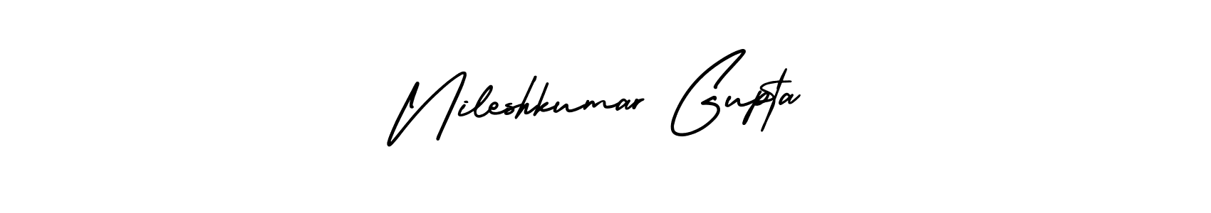 You should practise on your own different ways (AmerikaSignatureDemo-Regular) to write your name (Nileshkumar Gupta) in signature. don't let someone else do it for you. Nileshkumar Gupta signature style 3 images and pictures png