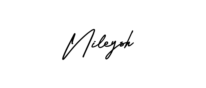 You should practise on your own different ways (AmerikaSignatureDemo-Regular) to write your name (Nileysh) in signature. don't let someone else do it for you. Nileysh signature style 3 images and pictures png